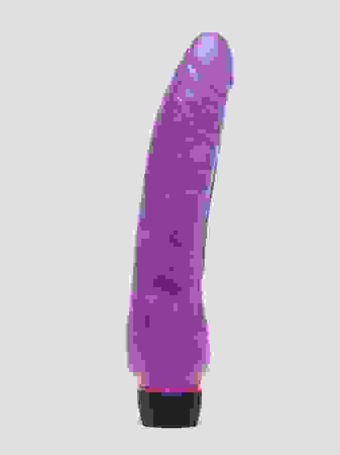 BASICS Slimline Realistic Dildo Vibrator 8 Inch, Purple, hi-res